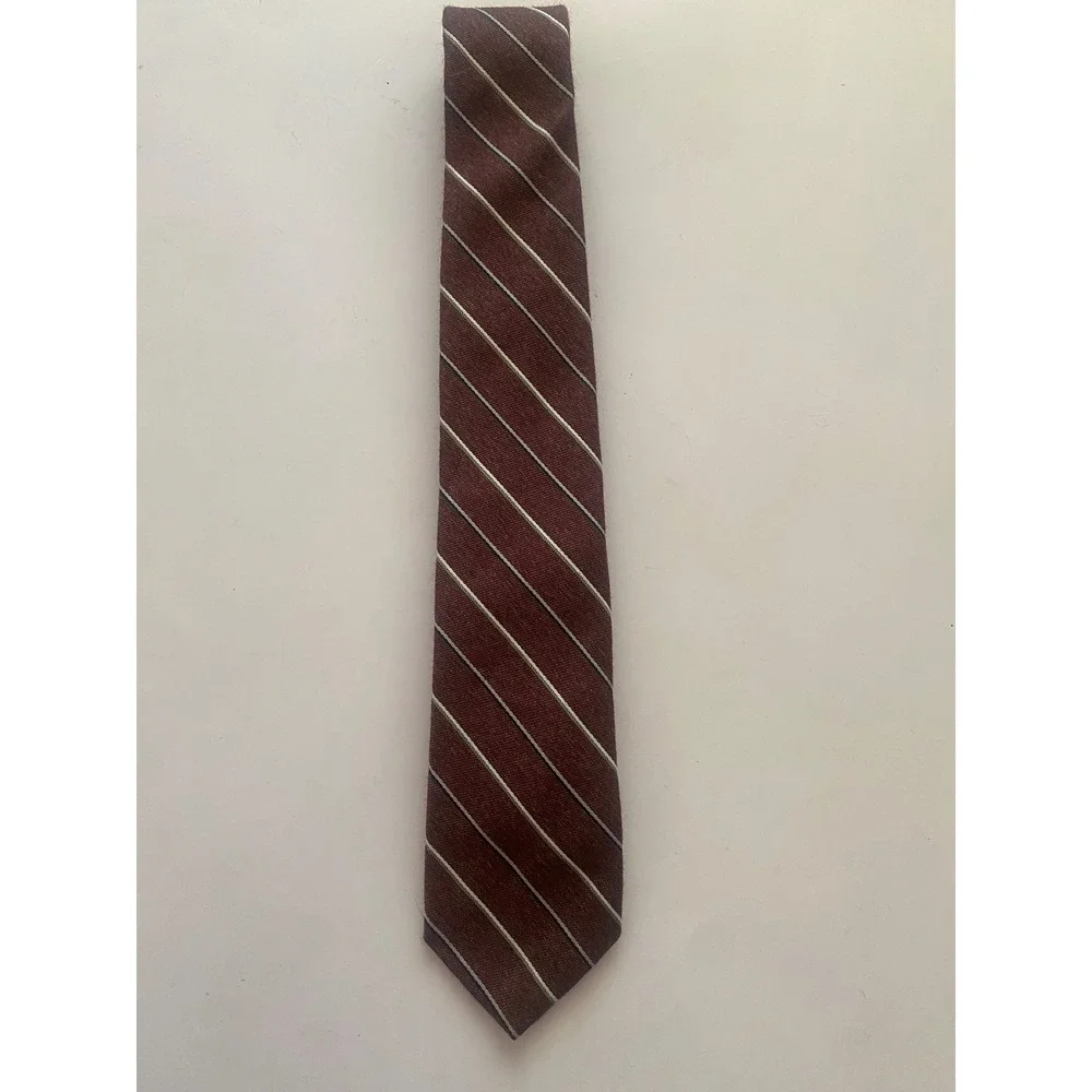 Paolo Rossi Designer Collection‎ Mens Burgundy Striped Textured Necktie Tie